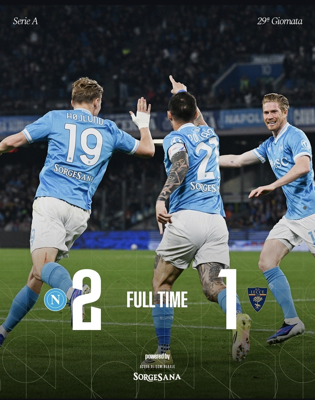 Napoli 2-1 Lecce, risultato ottimo per la classifica degli azzurri